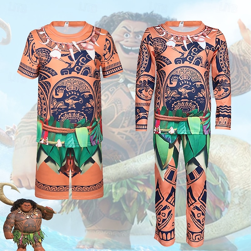 Moana Maui Outfits Costume T-shirt Adventure Movie Cosplay Movie Cosplay for Boys Kid's Halloween Carnival World Book Day Performance Educational Dress Up School Event Dress Up