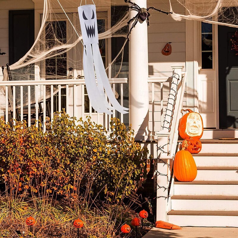 Halloween Windsock Flag 39 Inch Spooky Cartoon Flag Wind Socks Pumpkin Bat Ghost Monster Outdoor Hanging Decoration for Home Yard Patio Lawn Garden Tree Party Decoration3