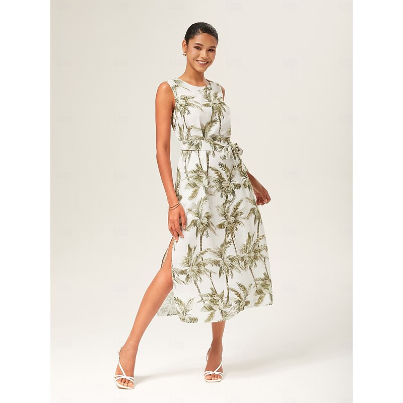 Linen-Like Sleeveless Midi Dress2