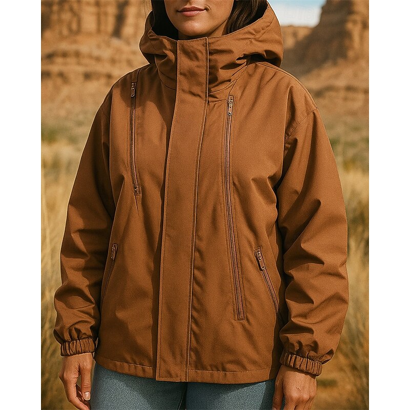 Women's Hiking Jacket Raincoat Sport Jacket Outdoor Waterproof Quick Dry Lightweight Breathable Hiking Outfits Hiking Clothes Spring Autumn / Fall Jacket Tennis Golf Running Solid Color Black Red