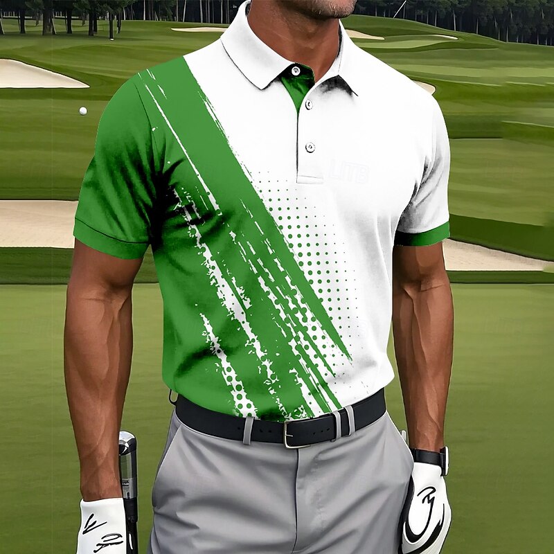 Men's Circle Polo Short Sleeve Polo Shirts Collared Shirts Sportswear Casual Athleisure Buttons Summer Red Blue Green4