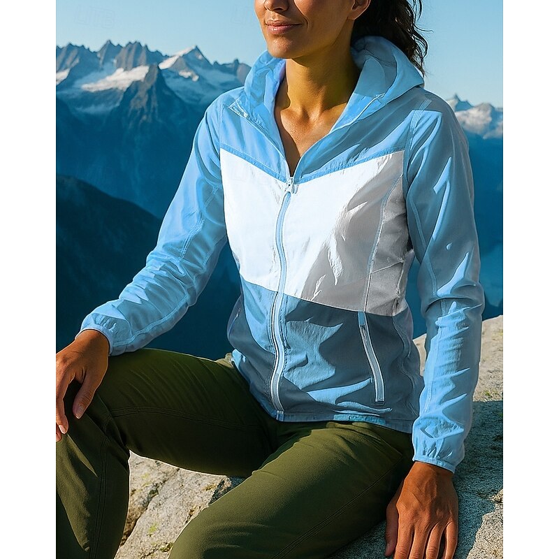 Women's Outdoor Jacket Hiking Jacket Sun Protection Jacket Outdoor Waterproof Windproof Quick Dry Lightweight Hiking Outfits Hiking Clothes Spring Autumn / Fall Jacket Tennis Golf Running Patchwork4