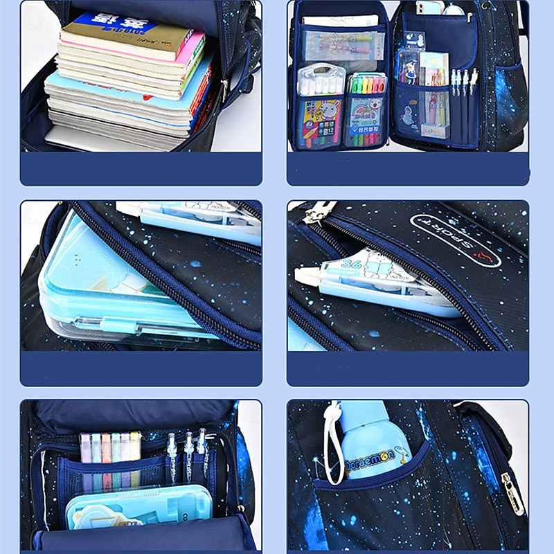 Boys' Fashionable Hundred Schoolbag Large Capacity Waterproof Abrasion Resistant Suitable for Grades 1 to 62