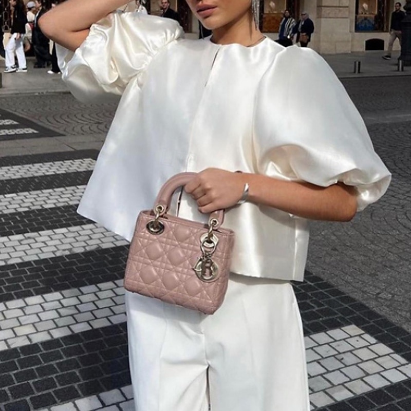 Women's Blouse Plain Stylish Modern Half Sleeve Puff Sleeve Crew Neck Regular Tops Holiday Going out Ruched White Fall