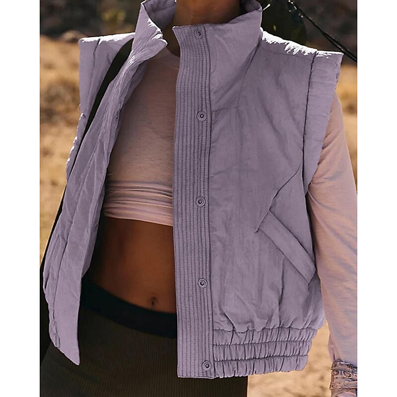 Women's Blouse Plain Modern Casual Sleeveless Turtleneck Regular Tops Holiday Going out Zipper Black White Purple Brown Apricot Fall2