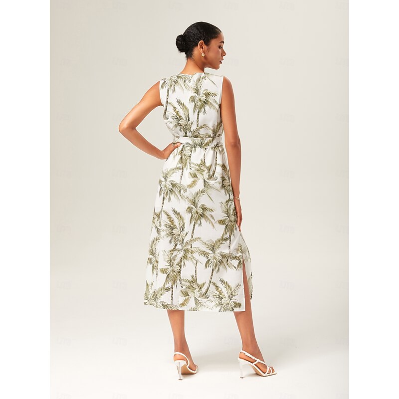 Linen-Like Sleeveless Midi Dress4