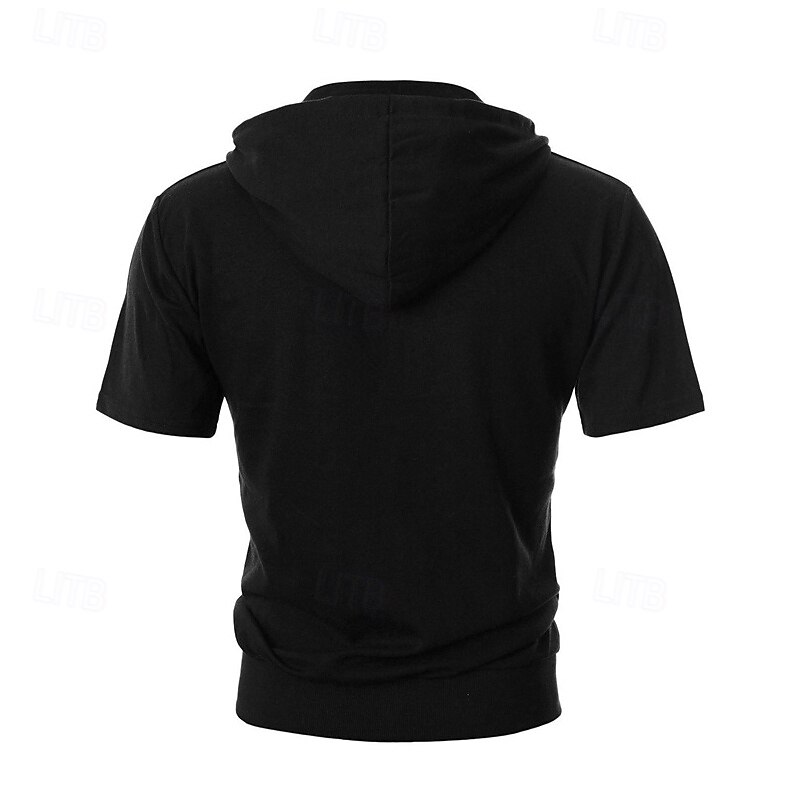 Men's Hoodie Full Zip Hoodie Black Pink Dark Gray Gray Hooded Plain Zip Up Pocket Sports & Outdoor Daily Holiday Polyester Streetwear Basic Casual Summer Clothing Apparel Hoodies Sweatshirts  Short4