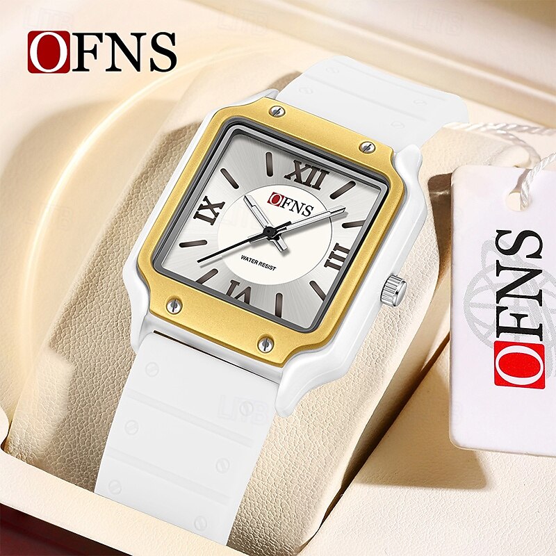 OFNS 7501 Women's and Men Quartz Watch Fashion Creative Square Dial Waterproof Roman Scale Women's Fashion Quartz Watch3