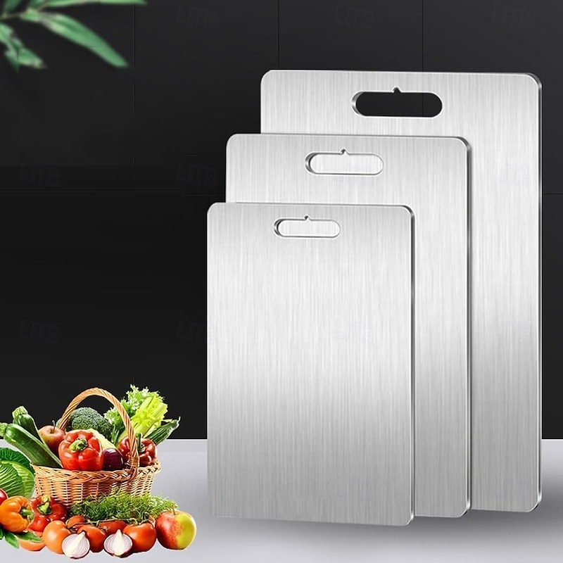 Stainless Steel, Cutting Board 304, Double-Sided Food Grade Cutting Board,  Cutting Boards for Kitchen Dishwasher Safe, Charcuterie Chopping Board for Meat, Fruit & Vegetable2