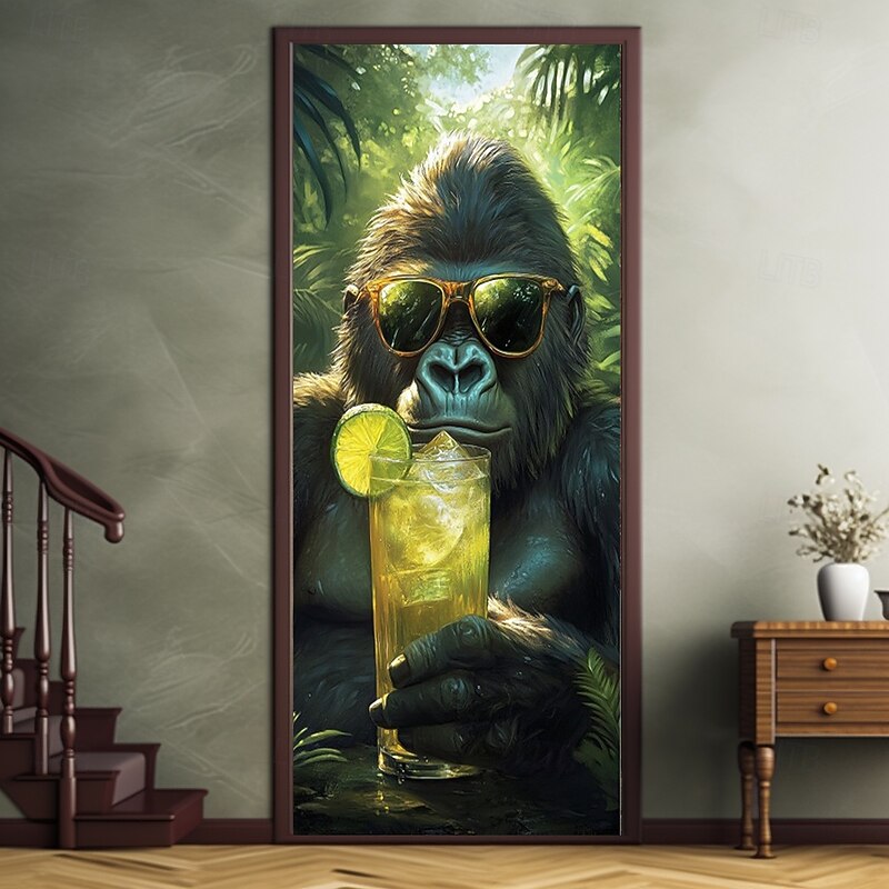 Summer Chimpanzee Door Decorations Door Covers Door Tapestry Door Curtain Decoration Backdrop Indoor/Outdoor Door Banner for Front Door Farmhouse4