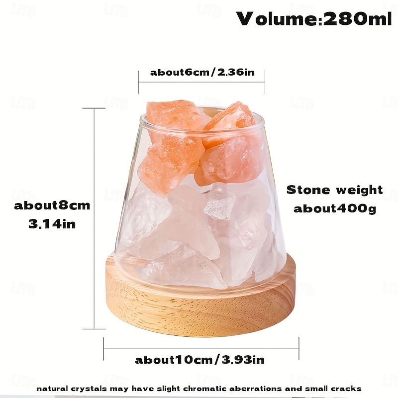 Natural Crystal Aroma Stone 1pc Diffuser - Demagnetising Bowl Lamp Ornament Home Bedroom Night Light Companion Gift - Essential Oil Not Included4