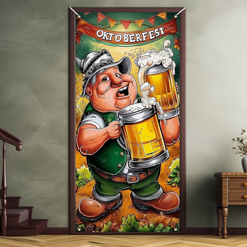 Oktoberfest Door Decorations German Costume Bavarian Door Covers Door Tapestry Door Curtain Decoration Backdrop Indoor/Outdoor Door Banner for Front Door Office Door