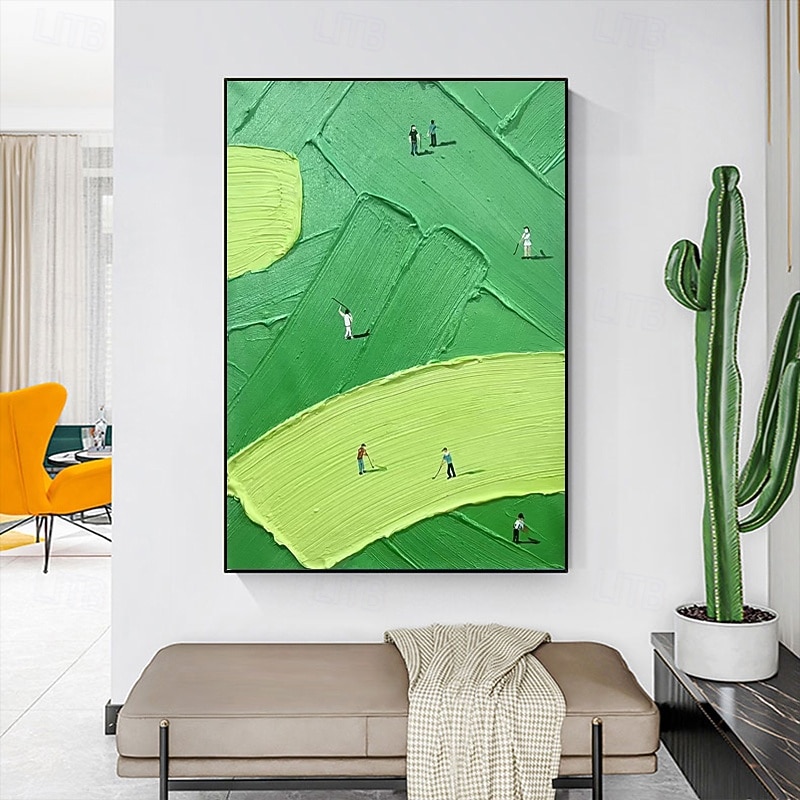 Handmade Oil Painting Canvas Wall Art Decoration Green Thick Oil Golf Abstract Painting for Home Decor Stretched Frame Hanging Painting/Rolled Frameless Unstretched Painting2