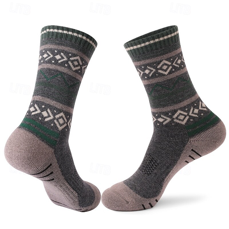 1 Pair Men's merino wool socks Hiking Socks Running Socks Sports Socks Thermal Warm Breathable Anti Blister Sweat-Wicking Winter Outdoor mid crew Patchwork Wool Dark Grey Black Blue for Running4