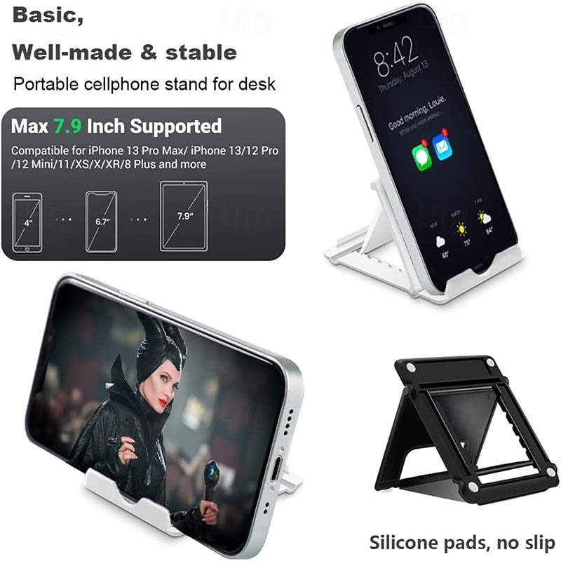 Portable Cell Phone Stand Holder for Desk Foldable Pocket-Sized Mount Universal Adjustable Desktop Mobile Phone Kickstand Compatible with iPhone IPads Kindle Android2