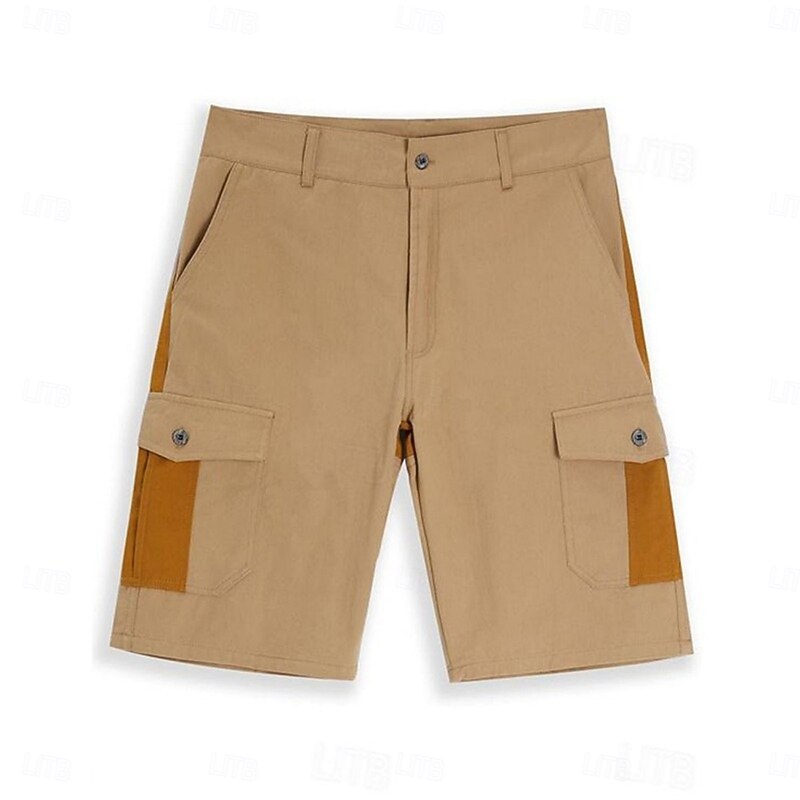 Men's Cargo Shorts Outdoor Shorts Shorts Casual Shorts Hiking Shorts Patchwork Multi Pocket Straight Leg Solid Color Color Block Moisture Wicking Wearable Knee Length Outdoor Casual Daily Vacation4