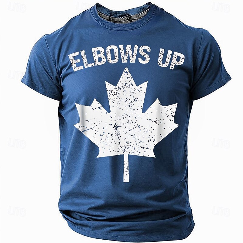 Men's Short Sleeve 'ELBOWS UP' Canadian Maple Leaf Graphic Tee3