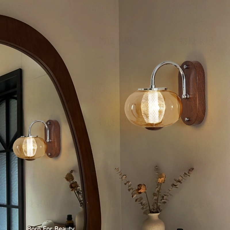 Wall Lamps Glass Wood for Bedroom, Living Room, Kitchen, Offices, Gallery, Offices Wall Lights and Cafe Wall Lights 110-240V