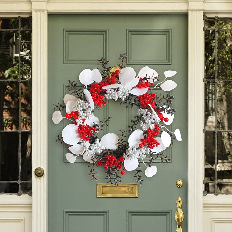 Halloween Wreath for Front Door Indoor Outdoor Decoration, Red Berry Twig Wreath Door Hanger, Spooky Halloween Window Hanging Decor for Storefront Shopping Mall Display4