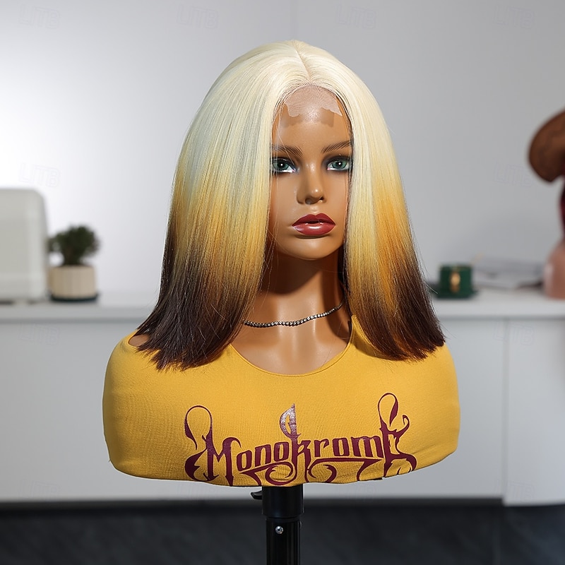 Synthetic Lace Wig Yaki Straight Style 12 inch Multi-color Middle Part U Part Wig Women's Wig A33