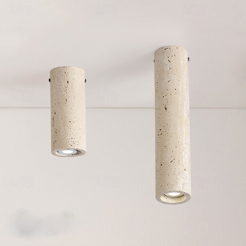Natural Marble Ceiling Lighting Fixture Mid Century Modern Mount Lamp Vintage Rustic Small Hallway Ceiling Light Cylinder Stone Farmhouse Close To Ceiling Light For Bathroom Kitchen Porch3
