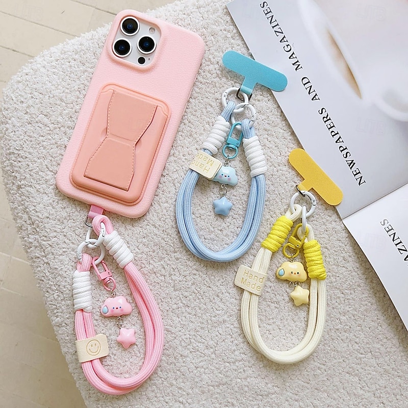 New fashionable mobile phone short rope white cloud star hanging decoration mobile phone hanging rope keychain camera hanging chain pendant mobile phone short rope