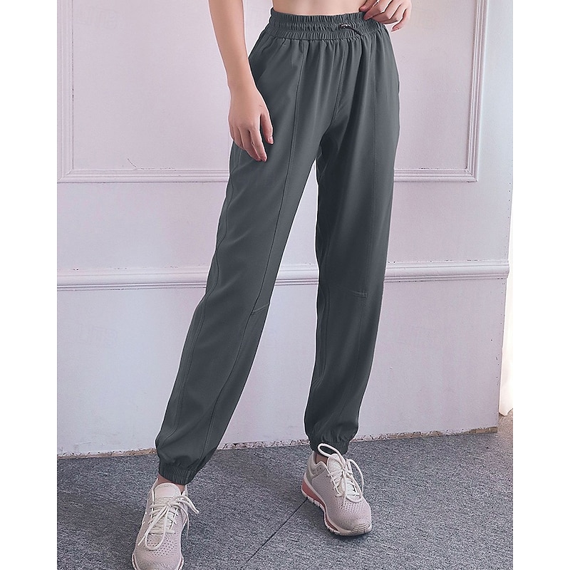 Women's fitness pants Pilates Pants Yoga Pants with Pockets Sun Protection Lightweight High Waist Gym Pilates Zumba Bottoms Solid Color Dark Grey Black Pink Fall Sports Activewear Micro-elastic Loose2