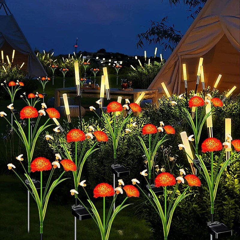 2PCS Outdoor Solar Lawn Light Garden Beehive Plant Light Women Garden Birthday Gift Waterproof IP65 Solar Tree Stump Light for Outdoor Yard Path Decoration4