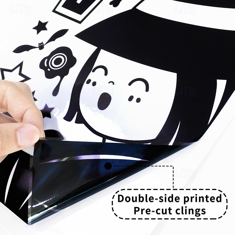 6 Sheets Halloween Window Cling Sticker Decals Decorations Double Side, Pumpkin Skeleton Static Stickers for Glass, Store Window Display and Halloween Party Supplies4