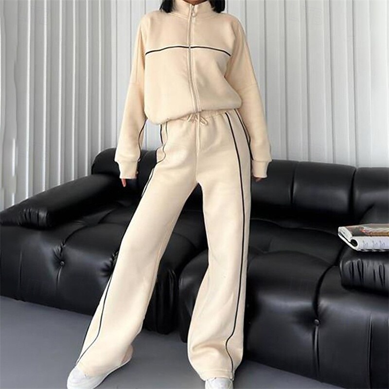 Women's Tracksuit Sweatsuit Activewear Set Pocket Clothing Suit Fall Black White Gym Workout Sports Thermal Warm Windproof Soft Long Sleeve Sport Activewear Micro-elastic Regular Fit4