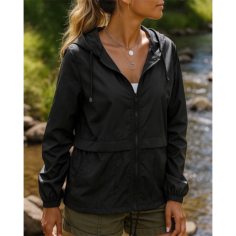 Women's Hiking Jacket Sport Jacket Outdoor Waterproof Windproof Quick Dry Lightweight Hiking Outfits Hiking Clothes Spring Autumn / Fall Jacket Tennis Golf Running Solid Color Dark Grey Black Burgundy3