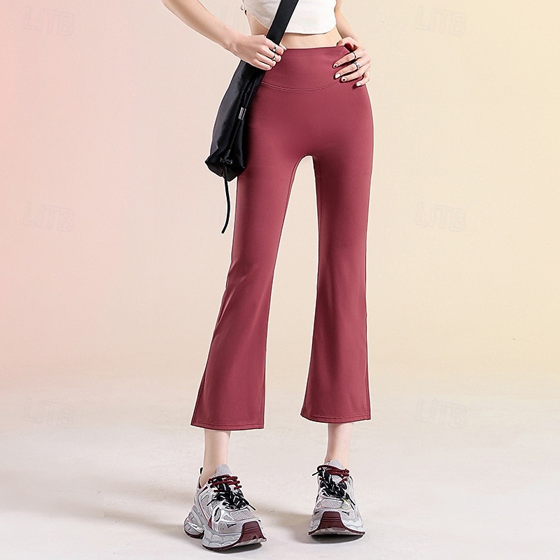 Women's pilates leggings Sports Pants Yoga Leggings Flared Lightweight Pilates Zumba Running Capri Leggings Solid Color Black White Pink Fall Winter Sports Activewear Micro-elastic