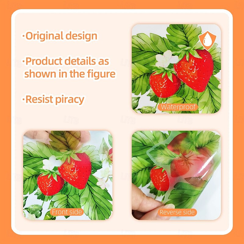 Fresh Strawberry and Floral Vine Wall Sticker, Self-Adhesive Decorative Wall Decal for Living Room, Kitchen, and Bedroom Background Decoration4