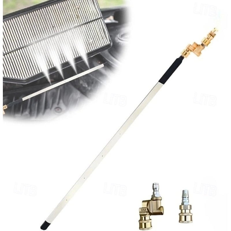 Radiator Cleaning Wand, Upgraded Efficient No-Removal Cleaning Tool for Tight Crevices, High Pressure Radiator Flush and Cleaner Tool with Quick Coupler, Fit for Cars Truck