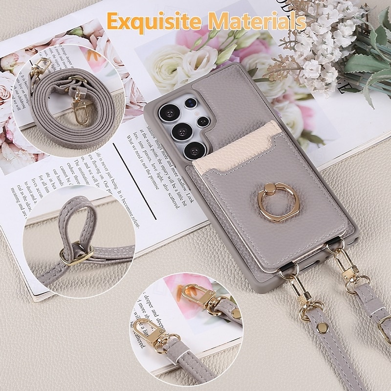 Phone Case For Samsung Galaxy S25 S24 S24 FE S23 Ultra Plus S22 Plus  Ultra Wallet Case with Lanyard Kickstand Card Slot Retro 3D Cartoon TPU PU Leather2