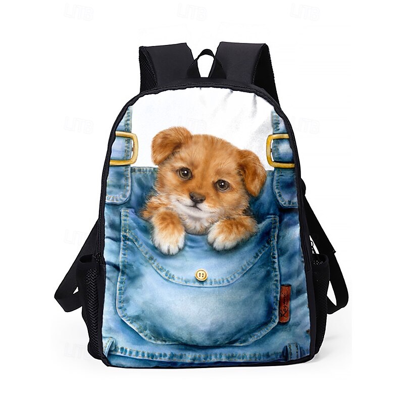 Kid's 3D Puppy Print School Backpack, Double Layer Large Capacity School Bag, Lightweight Travel Bag for Boys and Girls Kayomi Harai4