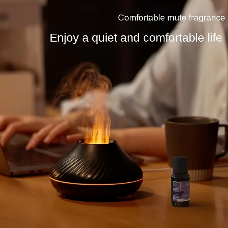 New Flame Light Aromatherapy Humidifier Ultrasonic Spray Fragrance Replenishment Expansion Fragrance Machine Essential Oil Humidifier Aromatherapy Machine Candle 7-color Atmosphere Light2