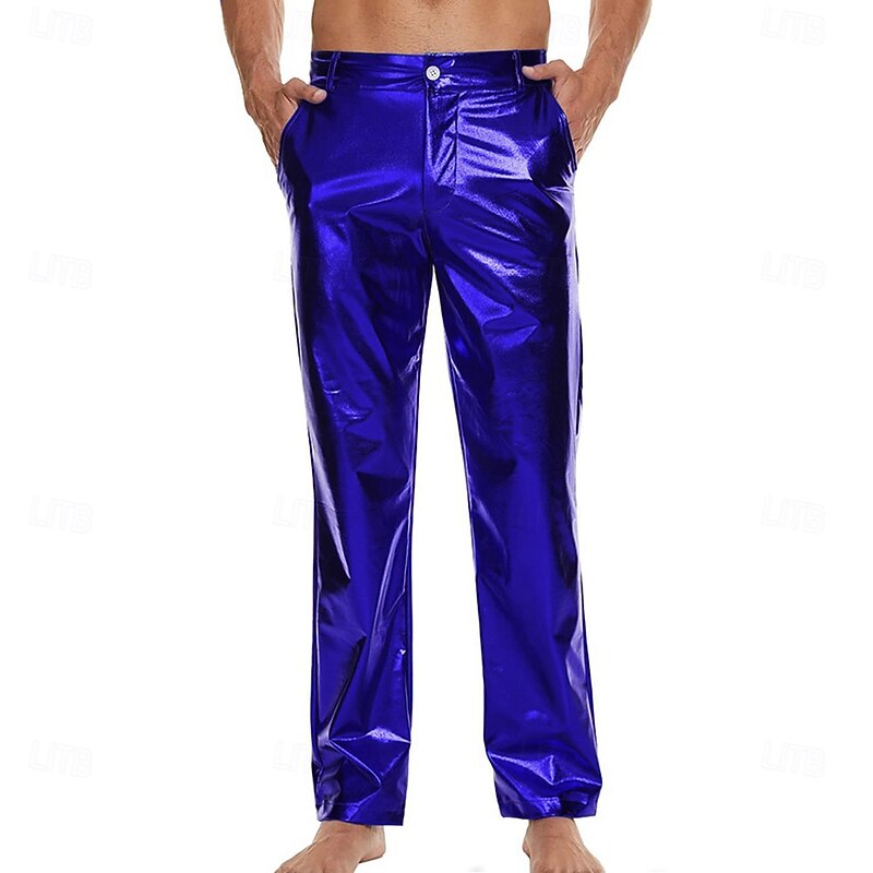 Men's Metallic Shiny Pants Night Club Pants 70s 80s 90s Disco Pant Party Dance Straight Leg Trousers3
