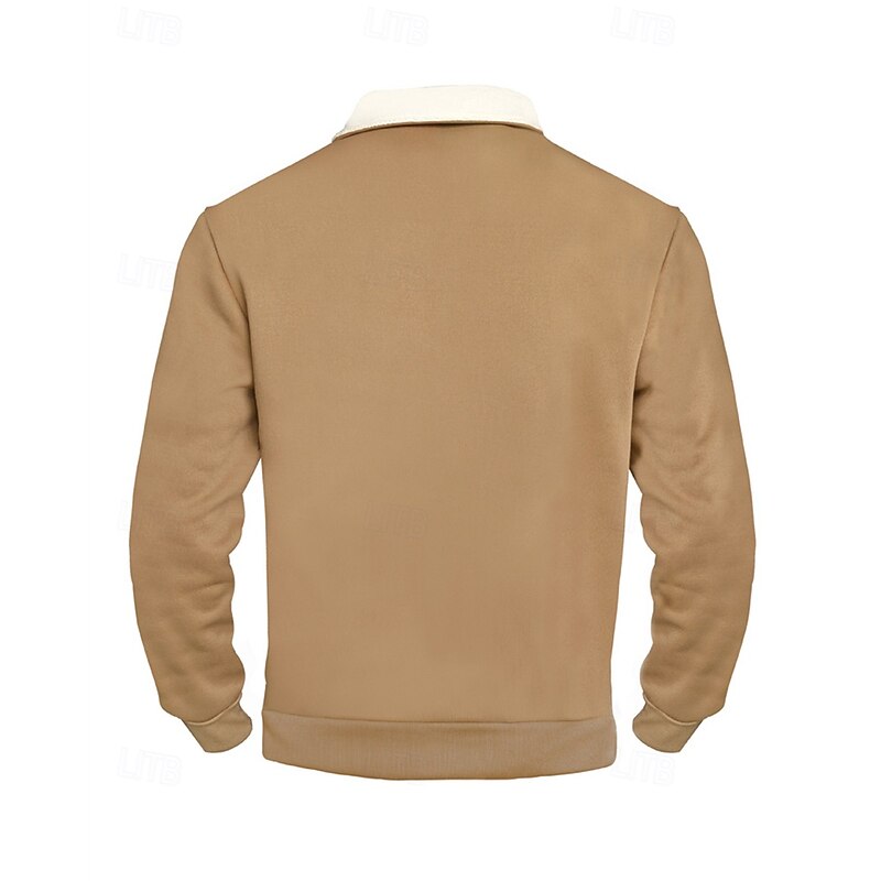 Men's Sweatshirt Quarter Zip Sweatshirt Black Army Green Red Navy Blue Khaki Half Zip Plain Sports & Outdoor Daily Holiday Polyester Streetwear Basic Casual Winter Autumn / Fall Clothing Apparel2