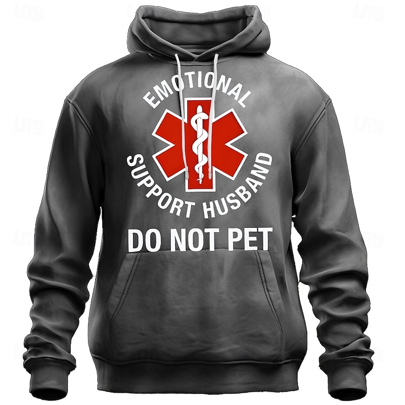 Men's Emotional Support Husband Do Not Pet Funny Graphic Hoodie4