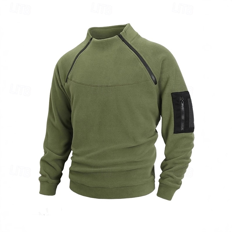 Men's Hoodie Pullover Hoodie Sweatshirt Black Army Green Blue Dark Gray Beige High Neck Plain Zip Up Zipper Sports & Outdoor Daily Holiday Cool Designer Sportswear Winter Clothing Apparel Hoodies4