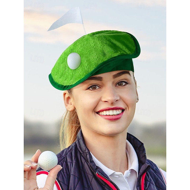 Funny Golf Green Hat with Ball and Flag – Soft Plush Novelty Cap for Men and Women – Perfect for Golf Parties, Costume Events and Gag Gifts2