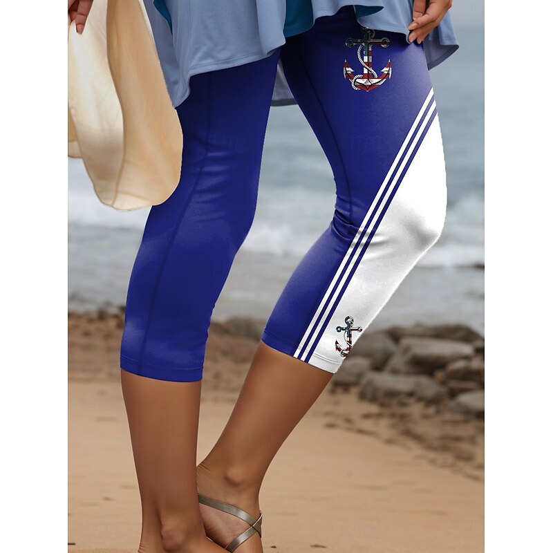 Women's Leggings Vacation Vintage Fashion Capris High Waist Graphic Printing Soft Breathable Stretchy Formal Outdoor Vacation Black Red Blue Green Summer Spring Slim Fit3