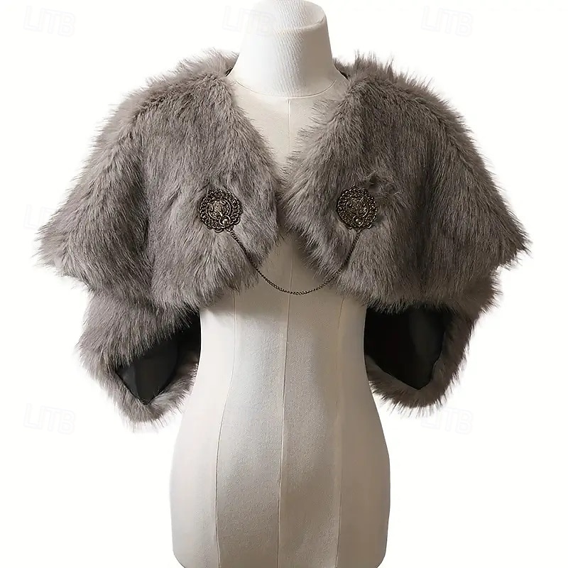 Retro Vintage Medieval Masquerade Faux Fur Shawl Viking Fancy Dress Women's Viking Carnival New Year Masquerade Party & Evening Adults' Shawl Fall & Winter