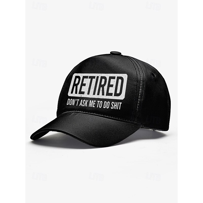 Men's Funny Black Baseball Cap with "Retired" Print – Adjustable Cotton Hat for Retirees, Casual Outdoor Wear and Gag Gifts4