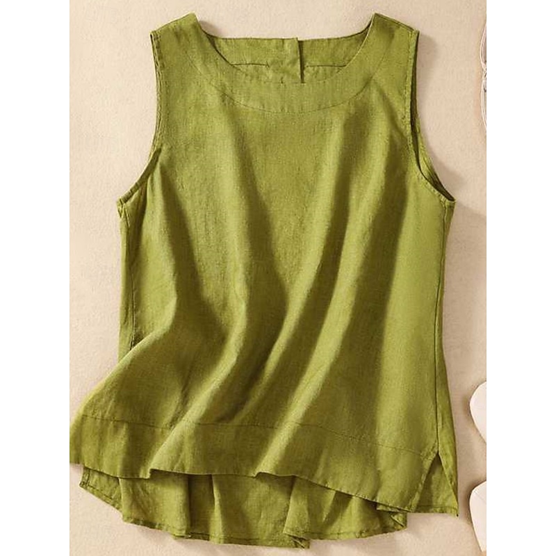 Women's Camisole Tank Top Solid Color Daily Casual Sleeveless Crew Neck Regular Tops Daily Black White Yellow Red Purple Summer2