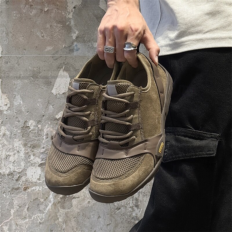 Men's Outdoor Sports Hiking Shoes – Durable Mesh and Leather Sneakers with Non-slip Sole for Hiking and Daily Use2