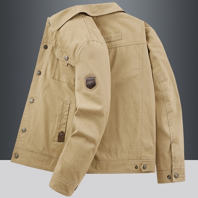 Men's Sport Coat Chore Jacket Windcheater Jacket Sports Outdoor Casual Waterproof Windbreaker Zipper Pocket Fall Winter Solid Color Casual WorkWear Hooded Regular Navy Blue Khaki Army Green Jacket2