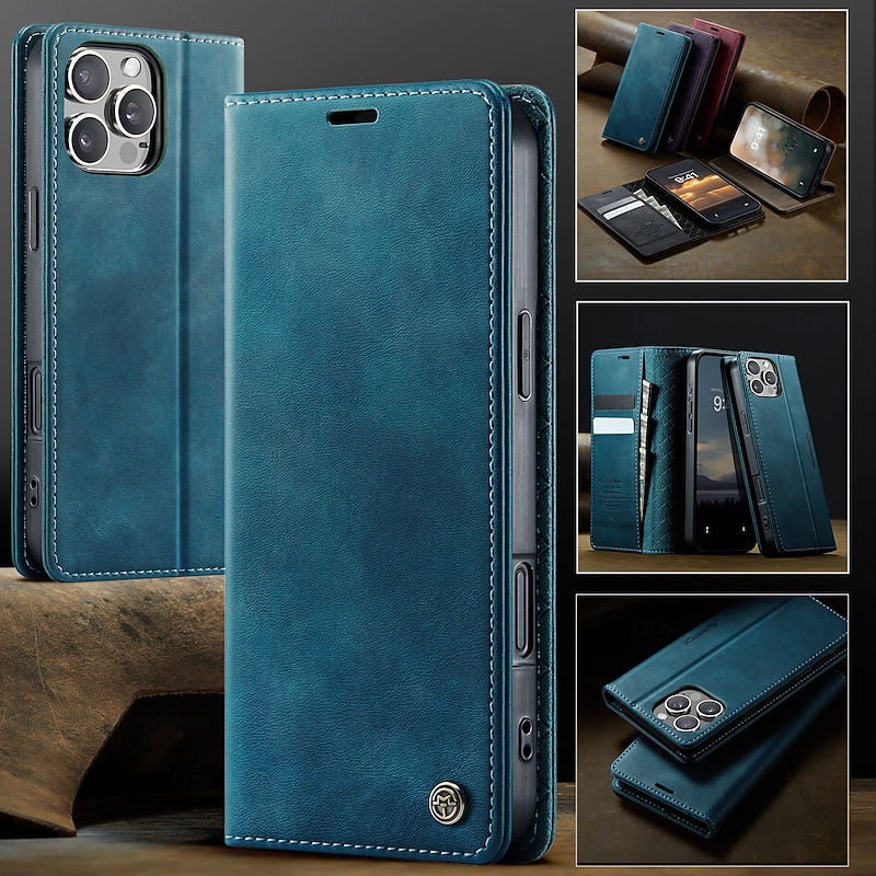 Phone Case For iPhone 17 Air iPhone 16 15 14 Pro Max Plus iPhone 16e iPhone 13 12 11 Pro Max Mini Magnetic Adsorption Wallet Case Flip Cover Magnetic Full Body Protective Kickstand TPU PU Leather4