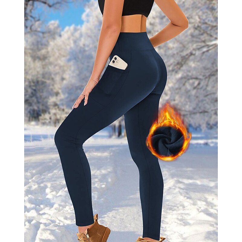 Women's pilates leggings Outdoor Pants sport pants Pocket Lightweight Pilates Gym Running Pants Solid Color Dark Grey Black Burgundy Spandex Plus Size Sports Activewear Micro-elastic3